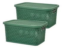 Comprar Set 2 Cajas Organizadoras Simil Rattán Pack Diseño 2.5 Lts 