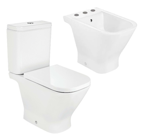 Combo Roca The Gap Rimless Inodoro Largo Depósito Bidet P