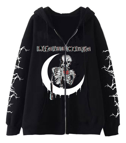 Diablo Gothic Couple Butterfly Skull Sweatshirt Y2k