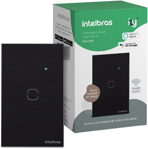 Interruptor Smart Wi-fi Touch 1 Tecla Intelbras Para Alexa