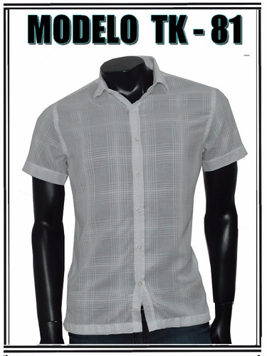 Camisa Social Slim Marca Tng Manga Curta A Pronta Entrega