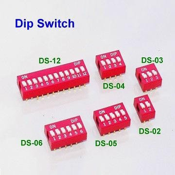 Dip Switch Color Rojo Ds-04 Pack De 4 Unidades 