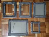 Comprar Juego De 5 Porta Retratos Madera Y Yeso Patinando