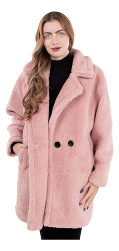 Abrigo Maxi Largo Fluffy Solapa Oversize Romántico Invierno.