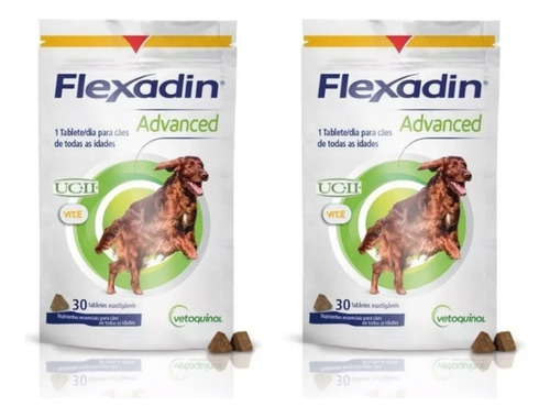 2 Colágeno Cão Flexadin Advanced 30 Tabletes Mastigáveis