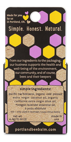Portland Bee Balm Bálsamo Labial A Base De Cera De Abeja Nat