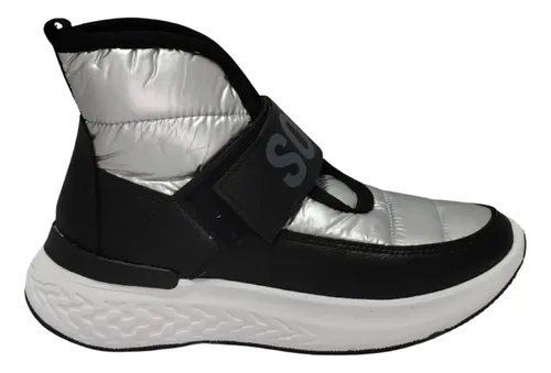 Zapatilla Mujer Irene Plata Cordones Poliester Y Ecocuero