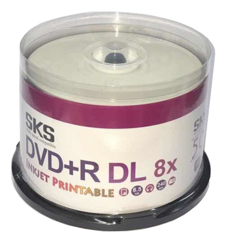 Imagen 1 de 2 de Disco virgen DVD+R DL SKS imprimible de 8x por 50 unidades
