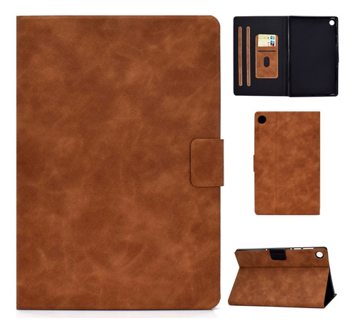 Funda De Piel Marrón Para Lenovo M10 Plus Tb-x606f