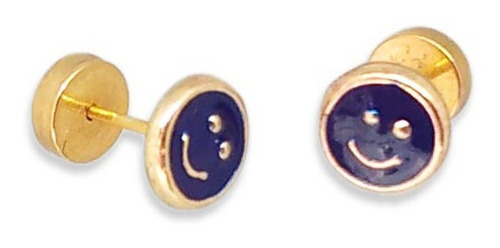 Par De Aros Abridores - Oro 18k - Carita Feliz