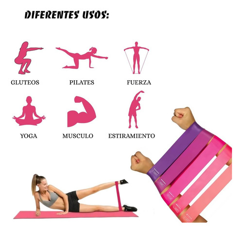 Ligas De Resistencia Banda De Resistencia Ejercicio Yoga Kit Rosa