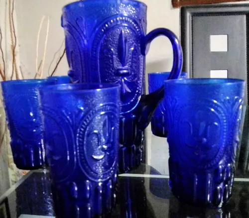 Juego 6 Vasos Agua Fantasía Cristal 330 Ml a precio barato Color Azul