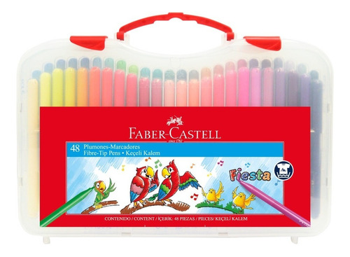 48 Plumones Marcador Lavables Colores Fiesta Faber Castell