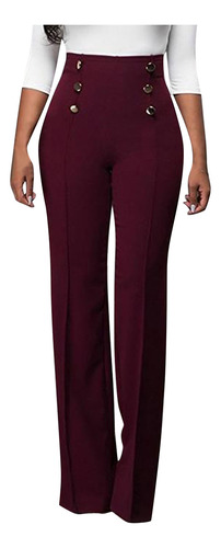 Pantalones De Color C Para Mujer Con Botones Y Pantalones Mi