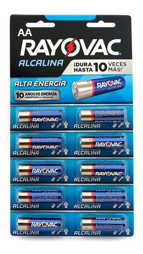 X10 Pilas Aa Rayovac Pilas Doble A Alcalina Troqueladas 