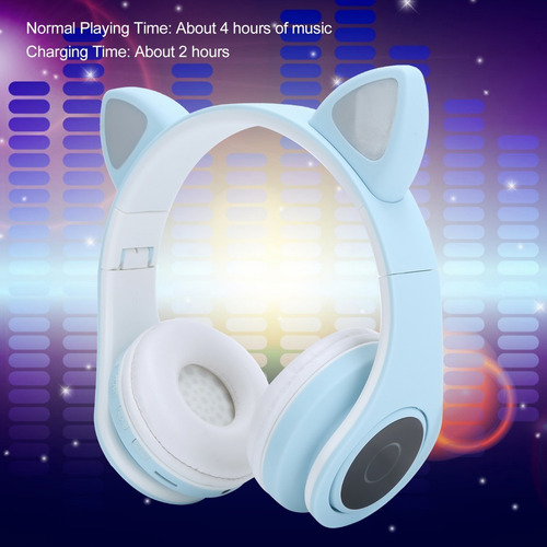 Imagen 2 de 2 de Cat Ear Bluetooth 5.0 Headphones Led Noise Cancelling Young