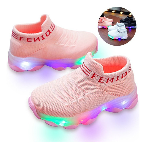 Zapatos Deportivos Niño Niña Con Luz Led Transpirable Suave