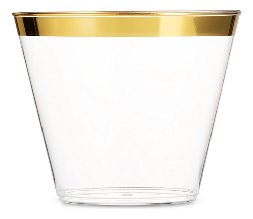 100 Vasos De Plastico Dorados  266 Ml. Vasos De Plastico T