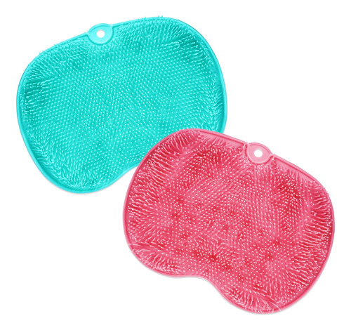 Rtteri 2 Pieces Shower Foot Scrubber Mat Silicone Shower Fo.