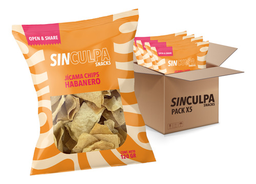 Chips De Jicama Deshidratado 5 Bolsas X120gr Snack Saludable