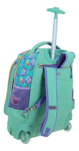 Mochila Happy Girl Vania Bachur Josed Primaria Con Carro Vb70416-t Color Turquesa Diseño De La Tela Vania Vachur