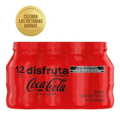 3 Pza Refresco Coca Cola Sin AzĂșcar 12 Botellas De 355 Ml C