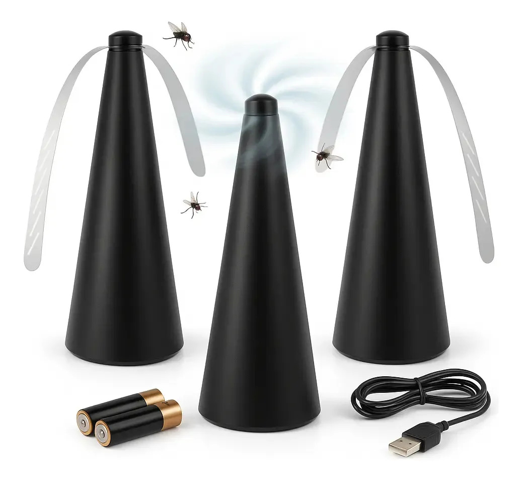 Kit 3 Ventilador Repelente Insetos Moscas Mosquitos Preto