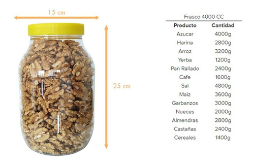 Imagen 2 de 10 de 6 Frascos Plasticos Pet Cristal Contenedor 4000 Cc C/ Tapa