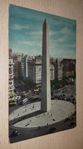 Antigua Postal Buenos Aires El Obelisco Año 1956