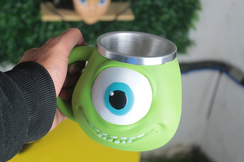 Caneca Decorativa Resina Inox 3d Monstros Sa Mike Cor Verde-limão