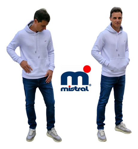 Buzo Canguro Hombre Mistral Algodón Frisa Bordado