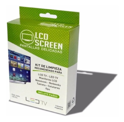 Imagen 2 de 3 de Limpia Pantallas Notebook Tv Monitor Smartphone 120cc Paños
