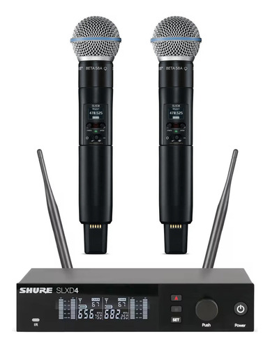 Micrófonos Inalámbricos Shure Sixd4 Dual / Slxd2 Beta 58a Negro
