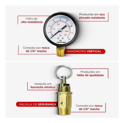 Kit Pressostato Com Filtro Eliminador Água E Acessórios 1/4
