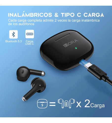 Audífonos Tws 1hora Aut203 In-ear Bluetooth 5.3 Negro