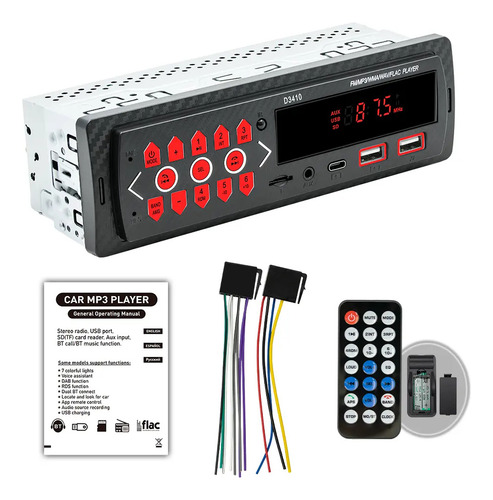 Autoestéreo Reproductor Mp3 Bluetooth Audio Vehiculos 2 Usb