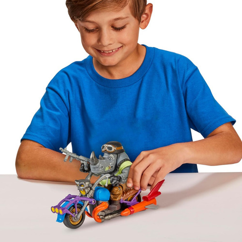Tmnt Movie Rocksteady Vehículo Con Figura Moto Chopper