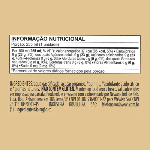 Tônica Ginger Orgânica Wewi Pack Com 6 Garrafas 255 Ml