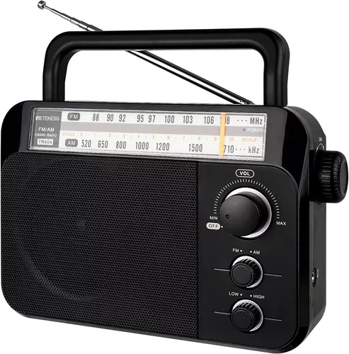  Radio FM Bluetooth portátil con la mejor recepción, radio  analógica retro funciona con pilas o radio transistor vintage de  alimentación CA con altavoz grande, conector estándar para auriculares para  : Electrónica