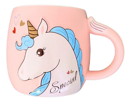 Taza Unicornio Rosa Con Tapa Y Cucharita
