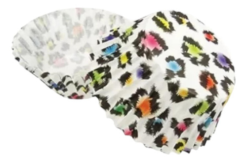 * Capacillos Blancos Leopardo Arcoiris Cupcake Fondant*