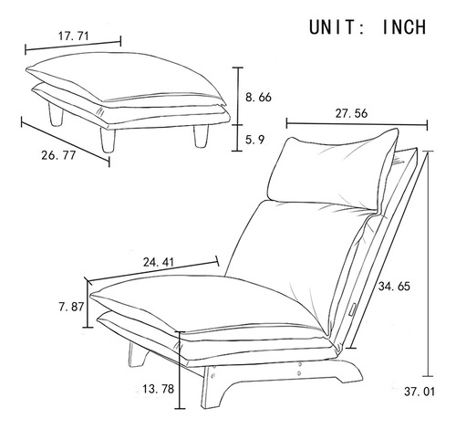 Silla De Suelo Reclinable Ajustable Azul Sofá Perezoso Tatam