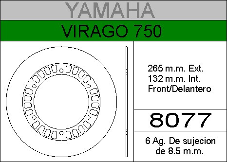 Disco Freno Hd Delantero Yamaha Virago 750