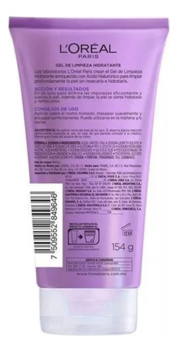 Gel Limpiador L'oréal Paris Facial Ácido Hialurónico 150ml Todo Tipo De Piel Día/noche