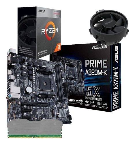 Combo Board A320m Procesador Amd Ryzen 3 3200g Ram 8gb Pc