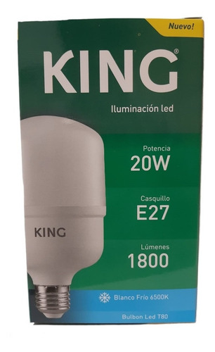 Pack X10 - King Lampara Led Bulbo King - Blanco Frío 20w E27
