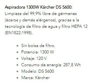 Aspiradora 1300w Karcher Ds 56