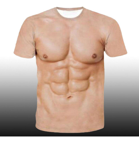 Divertida Camiseta Muscular Con Estampado Corporal En 3d Man