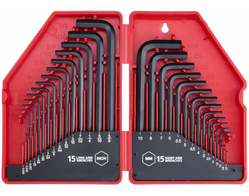 30-piece Premium Hex Key Allen Wrench Set Sae And Metric Ass