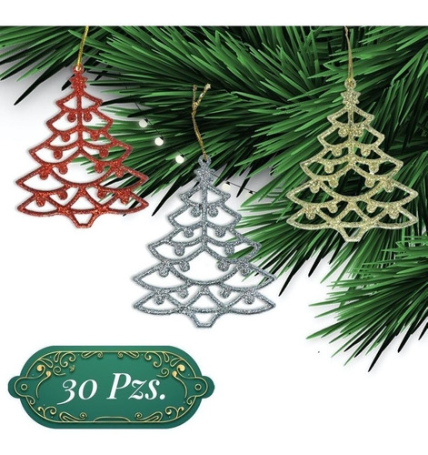 Adornos Navideños Colgantes Figura Arbol De Navidad 30pzs